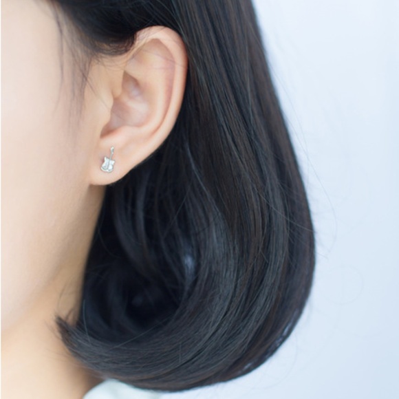 Sterling Silver Guitar Earrings - Picture 2 of 4